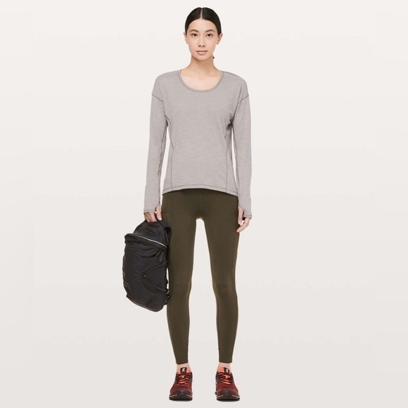 Lululemon Sweat Embrace Long Sleeve, Heathered Dark Chrome, Size 8 - Picture 4 of 11